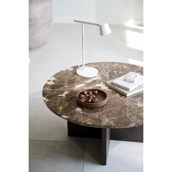 Hnedý mramorový okrúhly konferenčný stolík 90x90 cm Brooksville - Rowico-image-1