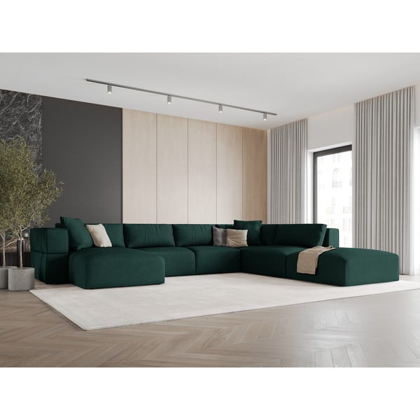 Zelená rohová pohovka do "U", pravý roh Esther - Milo Casa-image-1