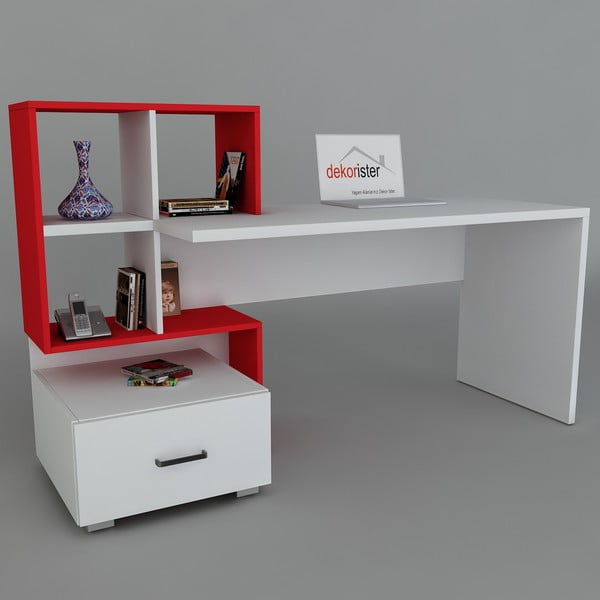 Pracovný stôl Bloom White/Red, 60x120x73,8 cm