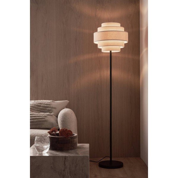 Matne čierna/béžová látková stojacia lampa (výška  145 cm) Miguel – Ellos Home-image-1