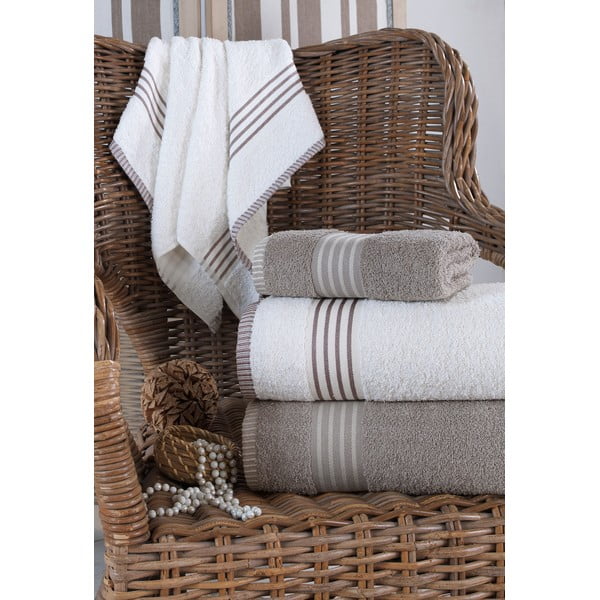 Krémové/taupe bavlnené uteráky a osušky v súprave 4 ks – Mila Home-image-1