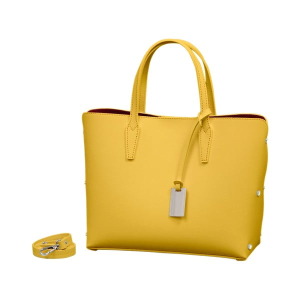 Žltá kabelka z pravej kože Andrea Cardone Dettalgio