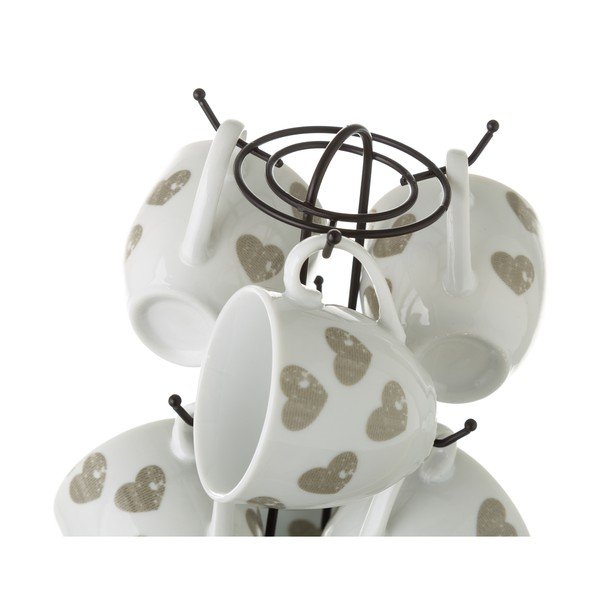 Sada 6 šálok s tanierikom na kovovom stojanu Unimasa Love-image-3