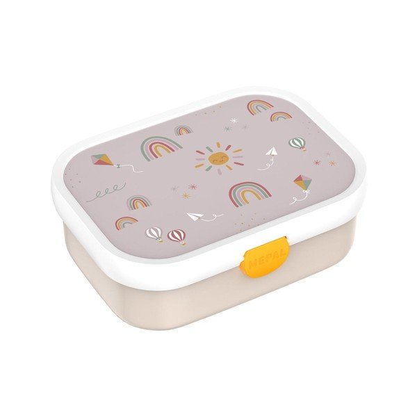 Béžový plastový detský desiatový box Sunshine & Rainbow – Mepal