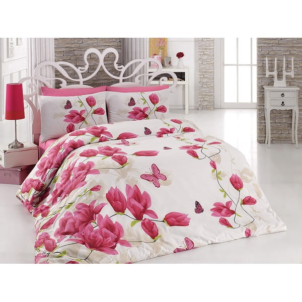 Bavlnené obliečky s plachtou Alize Pink, 200 x 220 cm