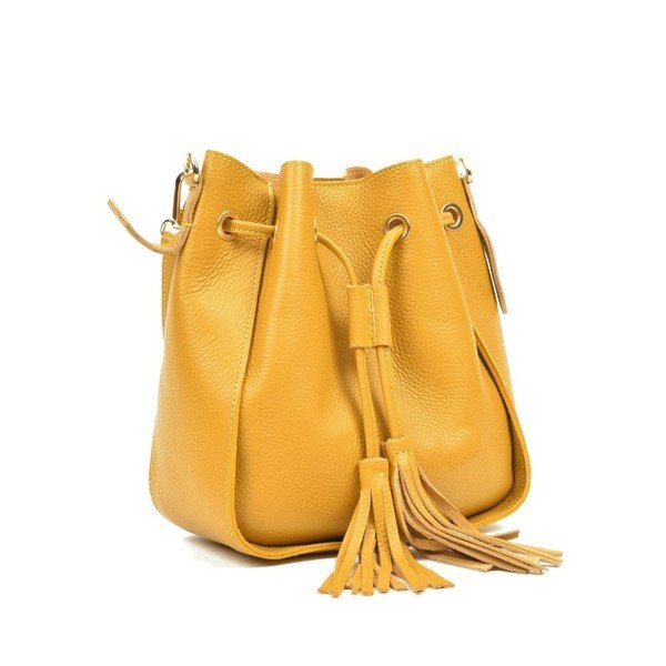 Žltá kožená kabelka Carla Ferreri Jessie-image-3