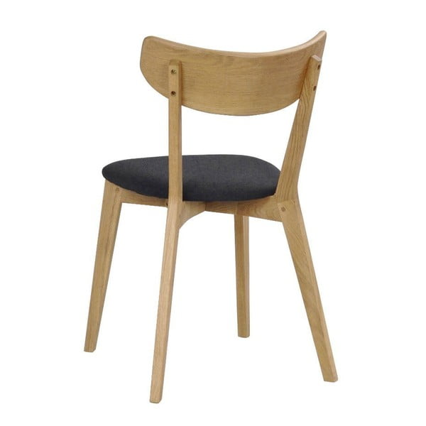 Hnedá dubová jedálenská stolička s tmavosivým sedadlom Rowico Ami-image-3