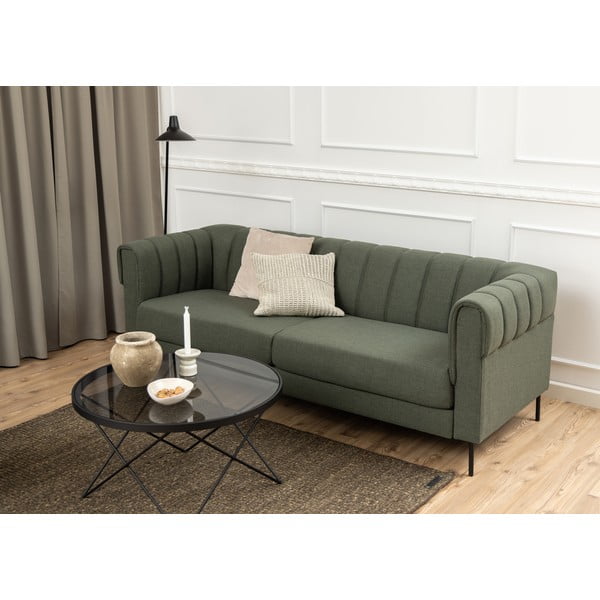 Čierny konferenčný stolík so sklenenou doskou ø 80 cm Cuxton – Actona-image-2