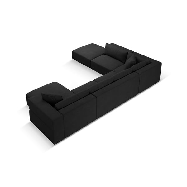 Čierna rohová pohovka do "U", ľavý roh Esther - Milo Casa-image-3