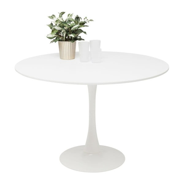 Biely jedálenský stôl s drevenou doskou Kare Design Schickeria, ⌀ 110 cm