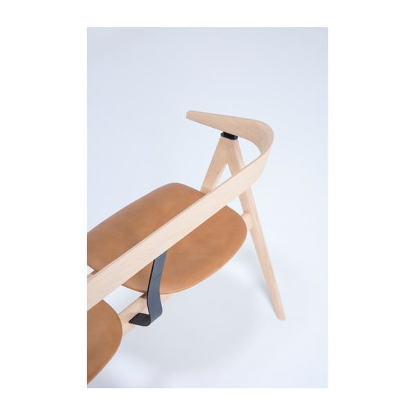 Lavica z dubového dreva s koženým sedadlom Gazzda Ava-image-2