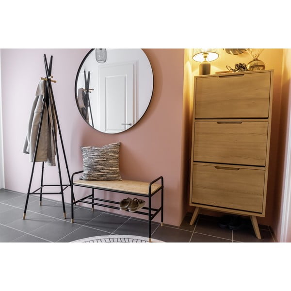 Čierna/prírodná kovová polička s lavicou Loft - Wenko-image-1