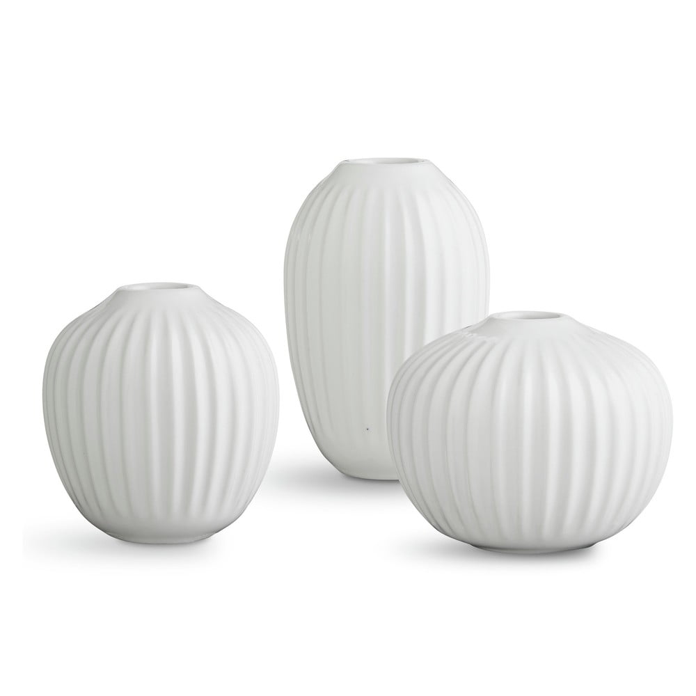 Súprava 3 miniatúrnych kameninových bielych váz Kähler Design Hammershoi Miniature