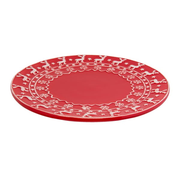 Červený tanier Clayre & Eef Christmas Time, 21 cm