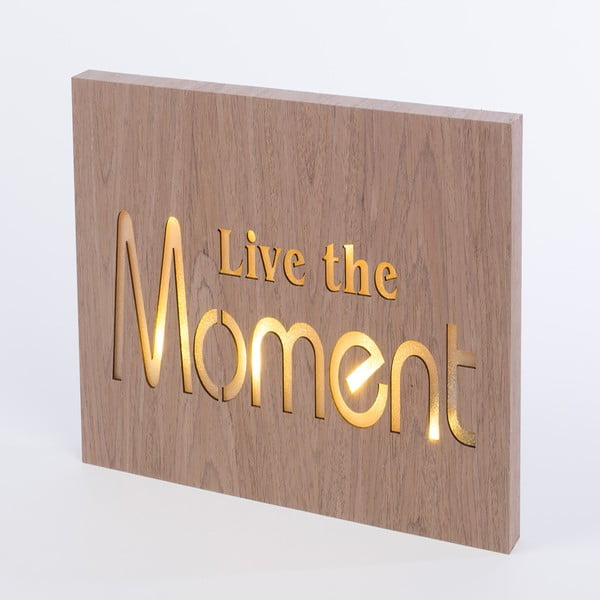 Obraz so svietiacim nápisom Live The Moment, 42x24 cm