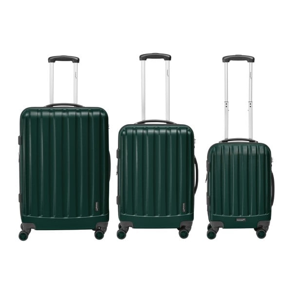 Sada 3 tmavozelených cestovných kufrov Packenger Koffer