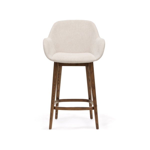 Béžová čalúnená barová stolička s podrúčkami (výška sedadla 66 cm) Konna – Kave Home-image-2