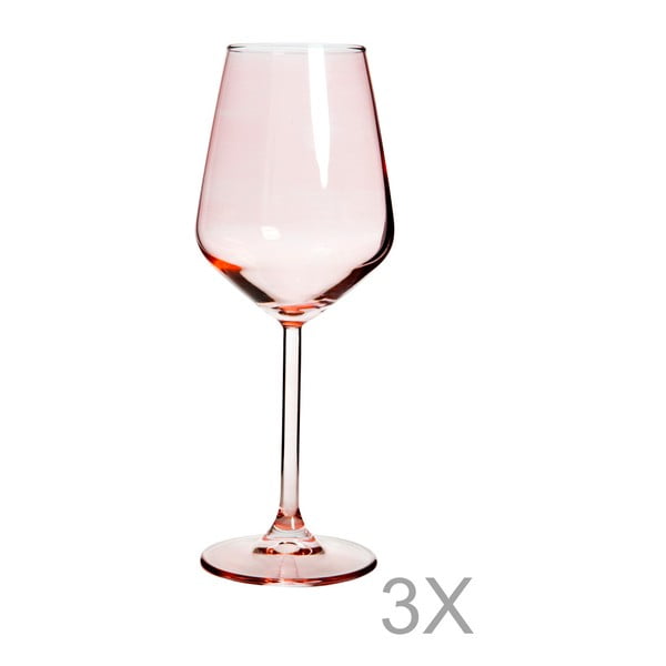 Sada 3 ružových pohárov na víno Mezzo Luxury, 320 ml