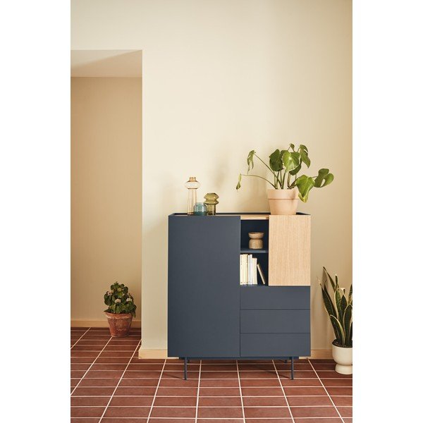 Vysoká komoda v dekore duba v antracitovo-prírodnej farbe 100x120 cm Otto – Teulat-image-1