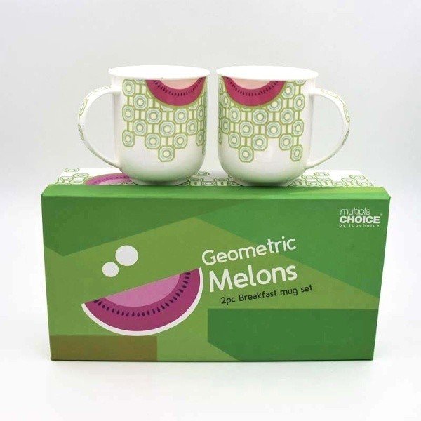 Sada 2 hrnčekov z kostného porcelánu Silly Design Watermelon, 310 ml