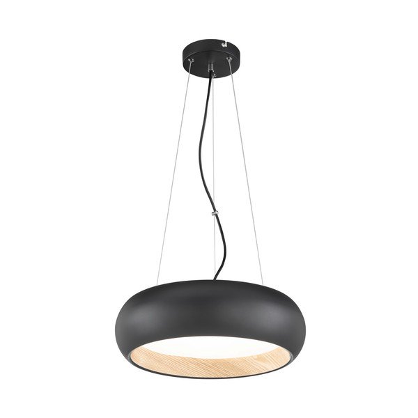 Čierne LED stmievateľné závesné svietidlo s kovovým tienidlom ø 40 cm Wood – Fischer & Honsel