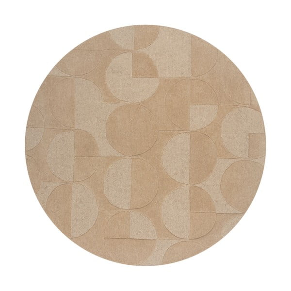 Béžový vlnený okrúhly koberec ø 160 cm Gigi - Flair Rugs