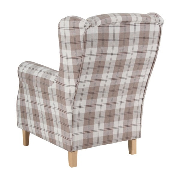 Béžové kárované kreslo ušiak Max Winzer Lorris Vintage-image-4