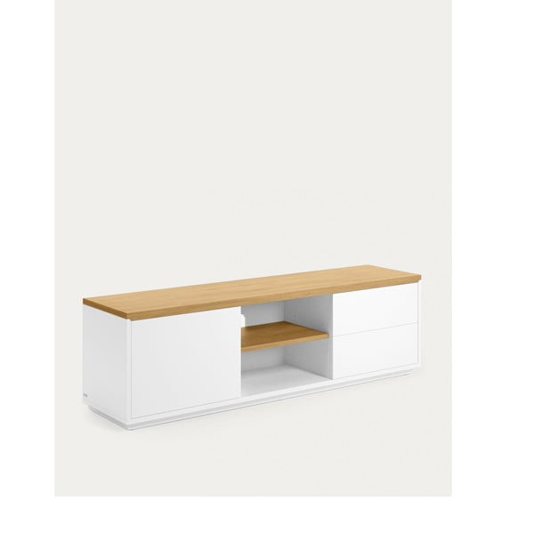 Biely TV stolík v dekore duba 150x44x36 cm Abilen – Kave Home-image-4