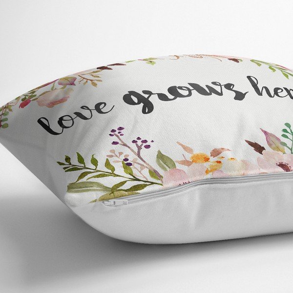 Obliečka na vankúš s prímesou bavlny Minimalist Cushion Covers Love Grows Here, 45 × 45 cm-image-1