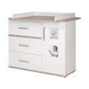 Biela nízka detská komoda v dekore brestu s prebaľovacím pultom 117x102 cm Moritz – Roba