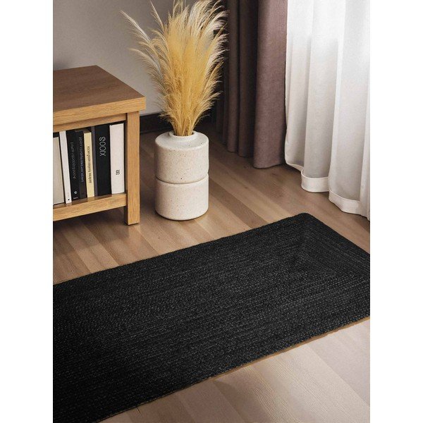 Čierny obojstranný/ručne tkaný jutový behúň 80x200 cm Juno – Hanse Home-image-1