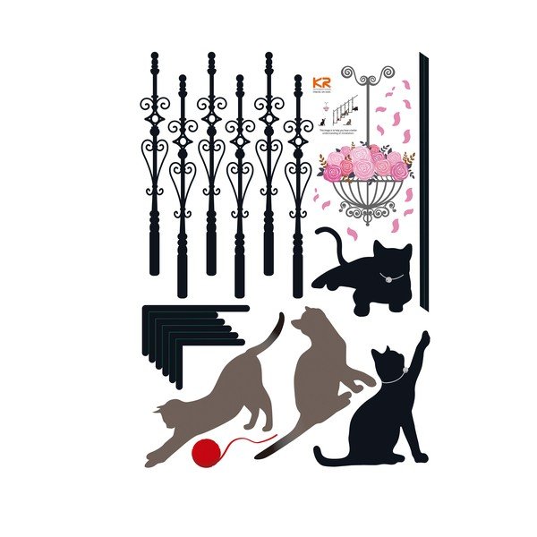 Samolepka Ambiance Cats, stairs and rose petals-image-3