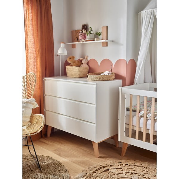 Biela detská komoda so zásuvkami Pinio Swing, 100 x 92 cm-image-1
