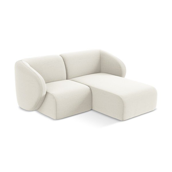 Béžová zamatová rohová pohovka (pravý roh/s leňoškou) Lani – Makamii-image-2