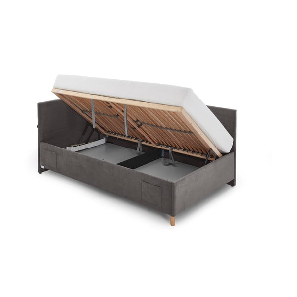 Antracitová čalúnená rohová detská posteľ s úložným priestorom s roštom 90x200 cm Cool – Meise Möbel-image-2