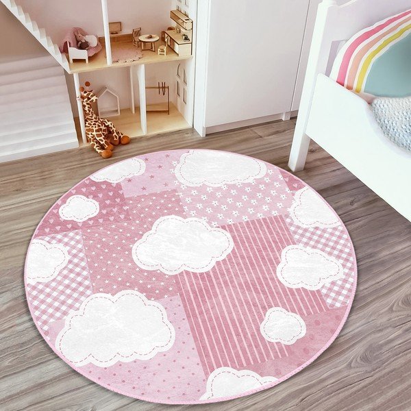Ružový detský koberec ø 100 cm Comfort – Mila Home-image-1