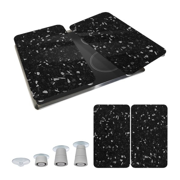 Súprava 2 čiernych sklenených krytov na sporák Wenko Universal-image-2