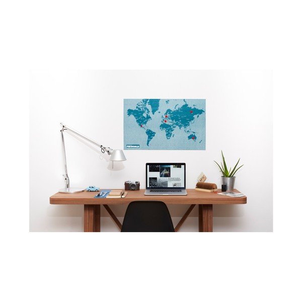 Modrá nástenná mapa Palomar Pin World, 126 × 68 cm-image-2