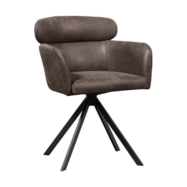 Tmavohnedé čalúnené jedálenské kreslo s podrúčkami Fenne – WOOOD