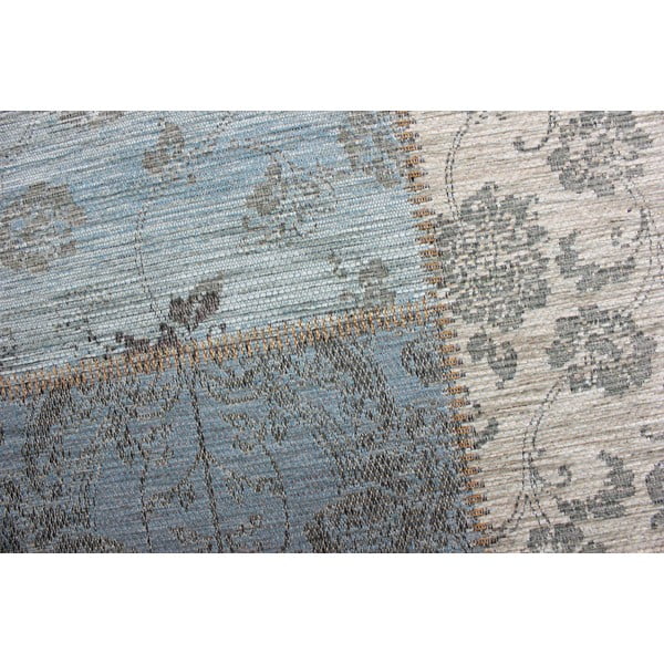 Modrosivý koberec Flair Rugs Patchwork Chenille Duck Egg, 120 × 170 cm-image-4