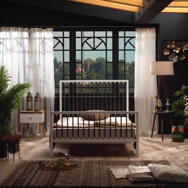 Biela kovová dvojlôžková posteľ s roštom 180x200 cm Breeze – Kalune Design-image-3