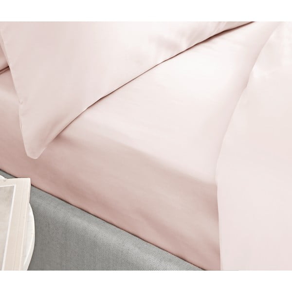 Ružová plachta z bavlneného saténu Bianca Classic 135 x 190 cm-image-1