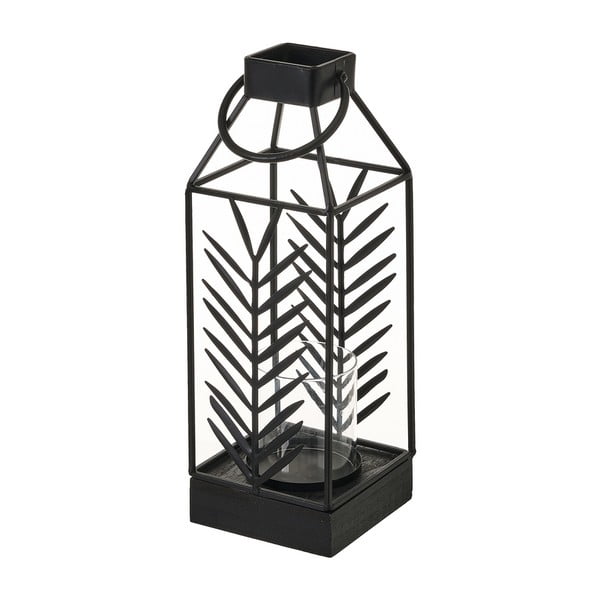 Čierny kovový lampáš Casa Selección, výška 40,5 cm