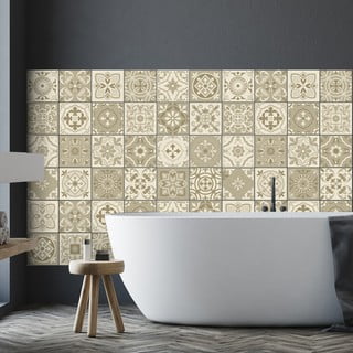 Sada 60 nástenných samolepiek Ambiance Wall Decal Cement Tiles Fortunato, 15 × 15 cm