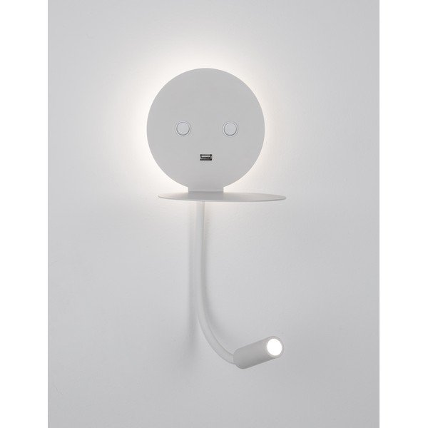 Biele hliníkové LED nástenné svietidlo s ohýbateľnou konštrukciou/s USB portom Eclip – Nova Luce-image-2