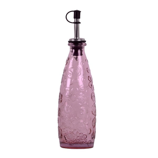 Ružová sklenená fľaša s lievikom Ego Dekor Flora