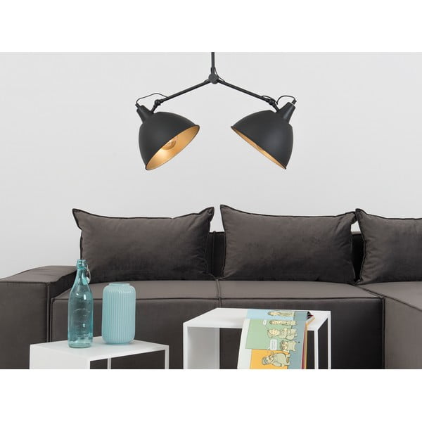 Čierne/v zlatej farbe závesné svietidlo s kovovým tienidlom 104x104 cm Coben - CustomForm-image-4