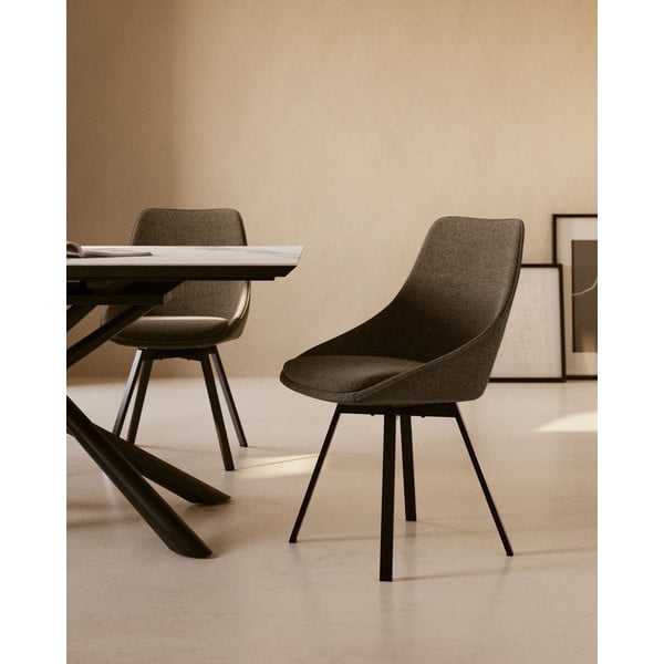 Tmavosivá jedálenská stolička Jenna – Kave Home-image-1