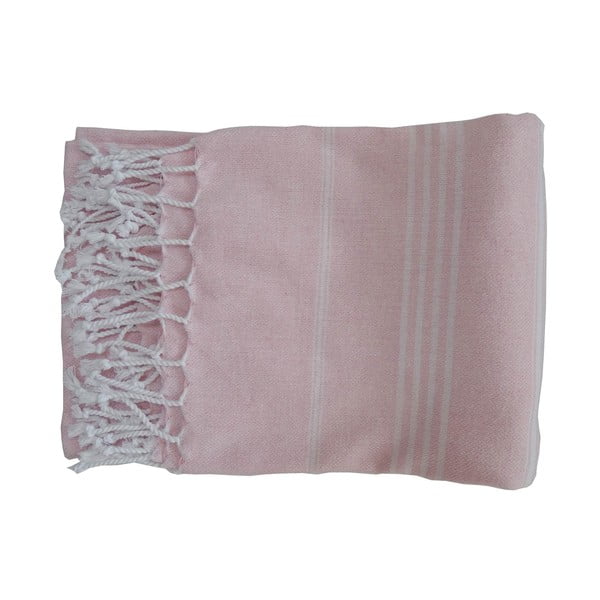 Ružová ručne tkaná osuška z prémiovej bavlny Sultan, 100 × 180 cm
