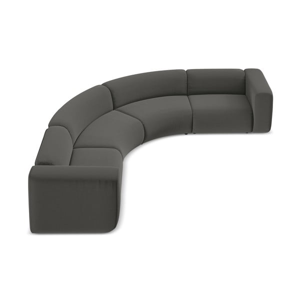 Sivá zamatová rohová pohovka Ekahi – Makamii-image-3